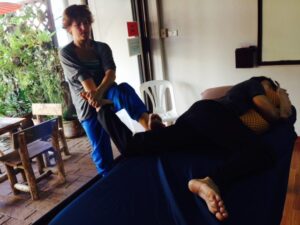 Amy practicing Thai Massage