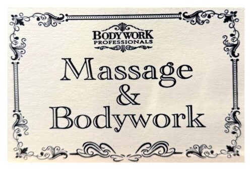 Bodywork Professionals letterpress gift certificate reading Massage & Bodywork